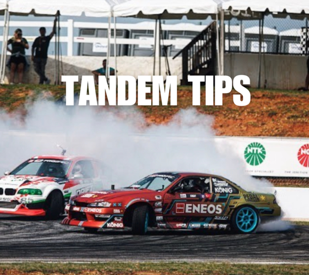 Faruk Kugay did an interview with Texas Drift Academy on how to tandem and where to look, this is the thumb nail from that video. It is linked.